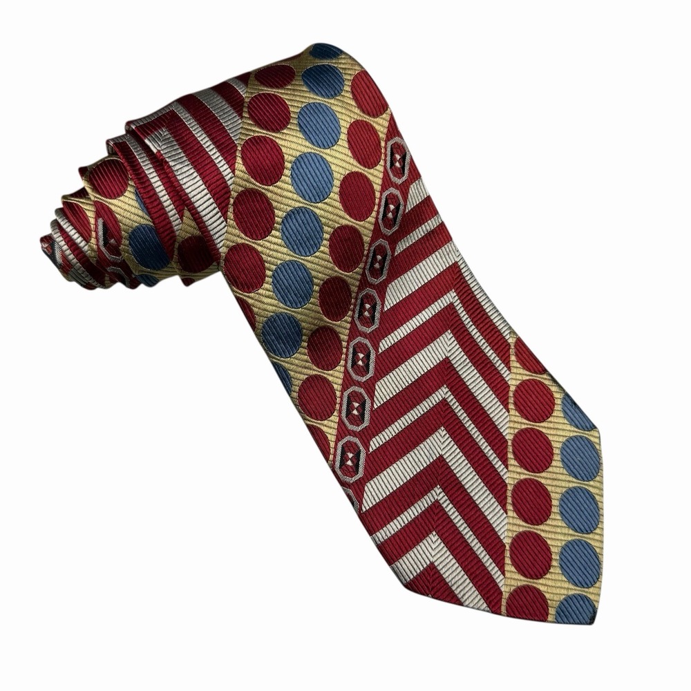 Gianni Versace Men's Vintage Tie Geometric Polka Dot Silk 3 3/8" (W) 58" (L) euc
